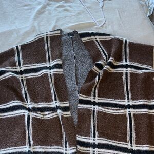 Women’s Brown Plaid Open Cardigan Sweater